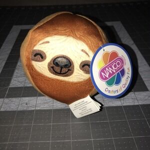 Nanco Squeeze Squish Plush Round Sloth Brown and Tan Stuffed Animal With Tags